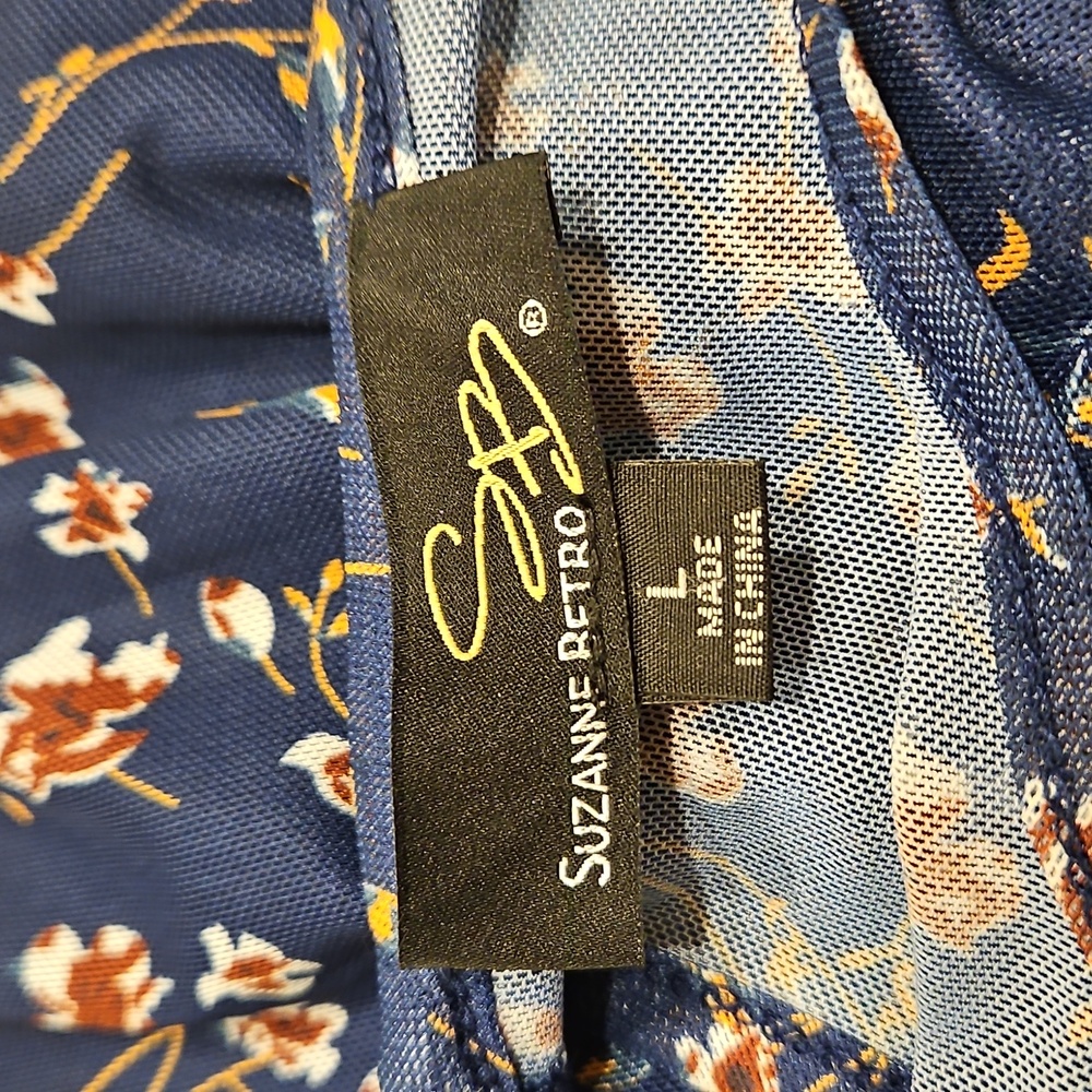 Vintage Suzanne Betro Floral Blue Dress - Picture 9 of 10
